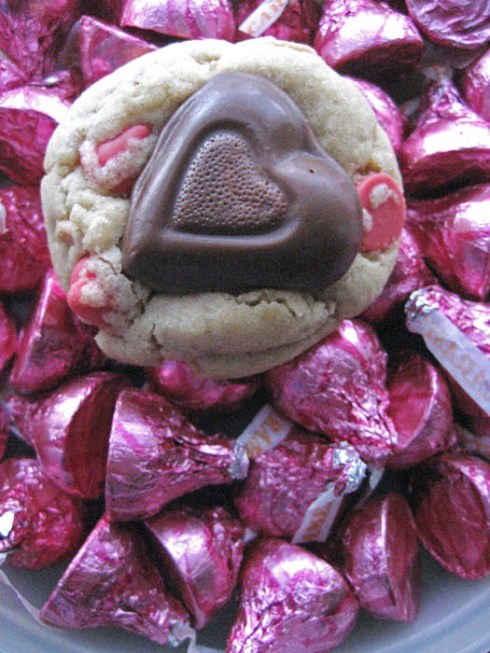 Peanut Butter Chocolate Chip Heart Cookies