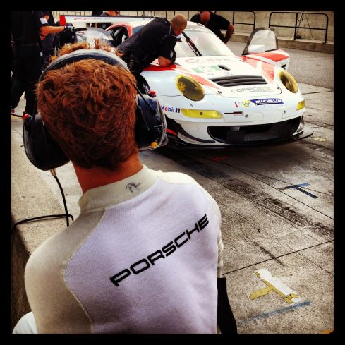 Patrick Long radio pit lane